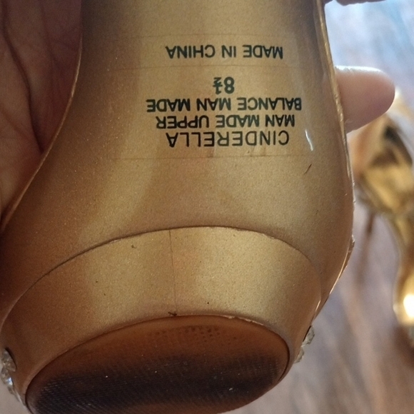 Cinderella Gold Stiletto Heels with Rhinestone Embellishments - Picture 5 of 5
